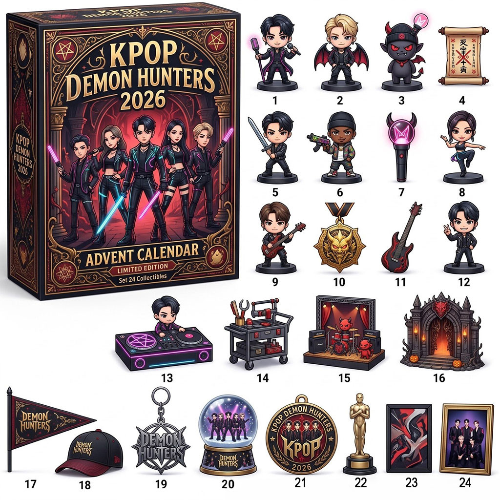 Kpop Demon Hunters 2026 Advent Calendar 24 Piece Idol Collectible Box Gift For Kpop Fans