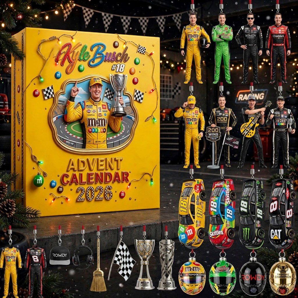 Kyle Busch 18 Nascar 2026 Advent Calendar 24 Racing Ornaments Kyle Busch Merch Fan Gifts
