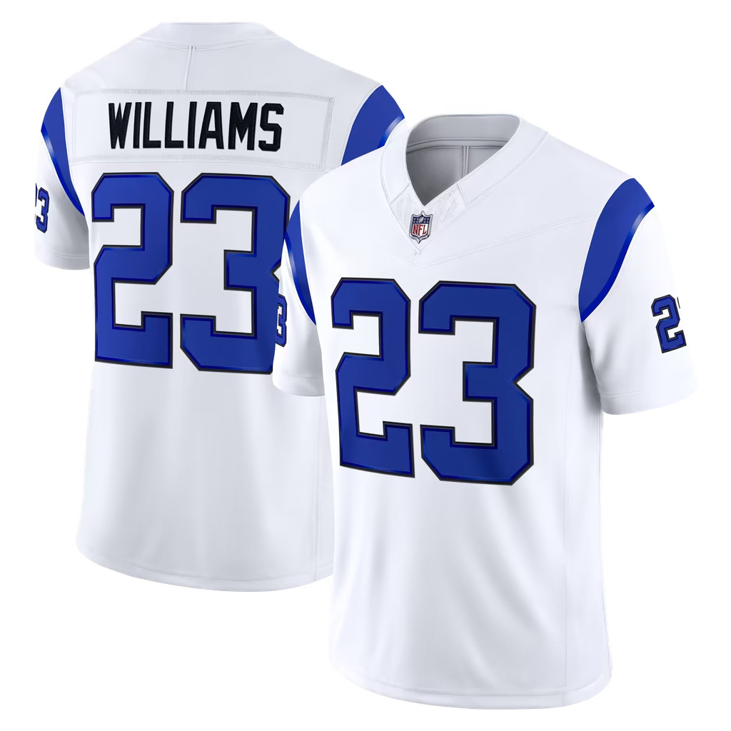 Kyren Williams Jersey Shirt Los Angeles Rams Merch #23 Rams Fearsome White Vapor FUSE Jersey Kyren Williams Jersey Shirt Los Angeles Rams Merch #23 Rams Fearsome White Vapor FUSE Jersey