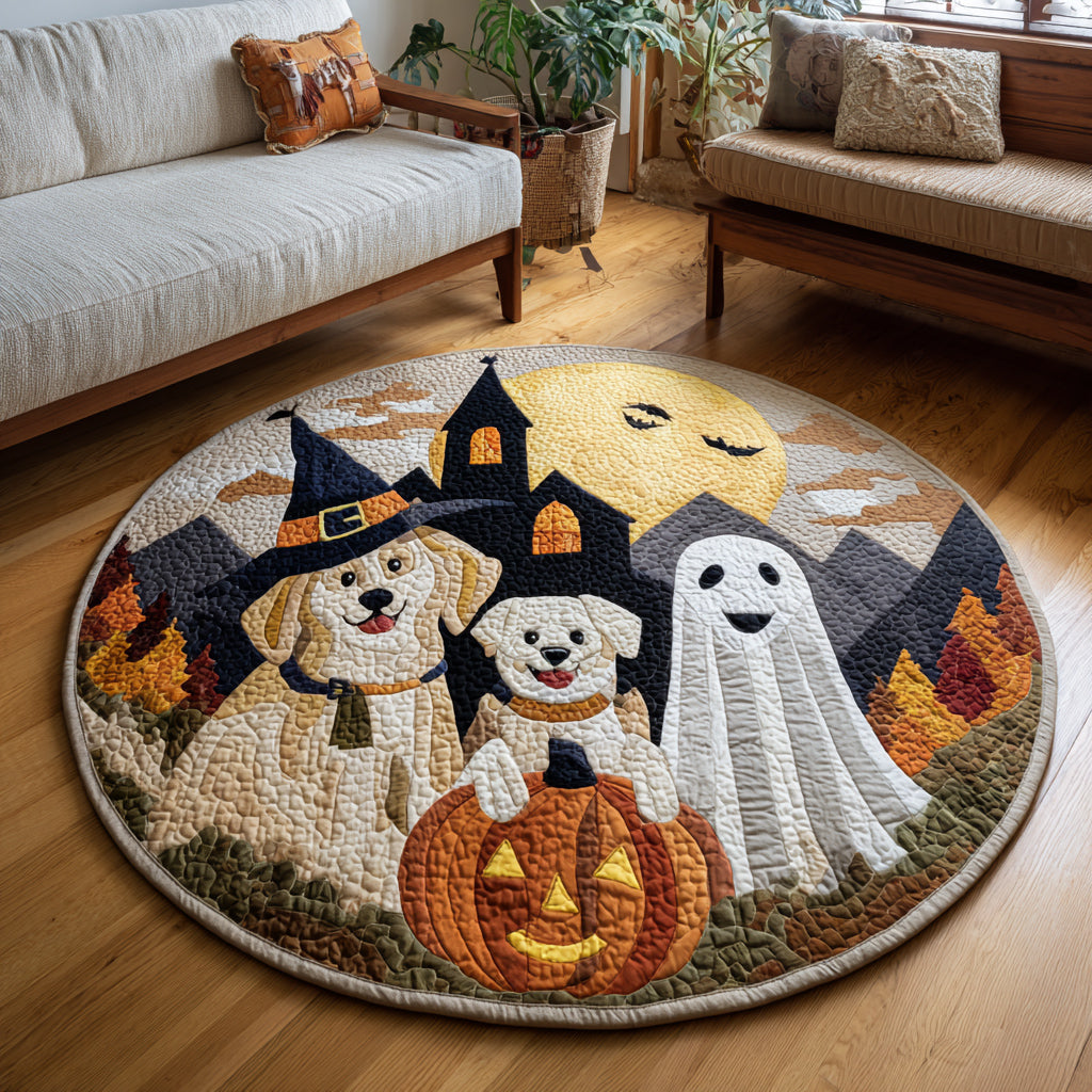 Labrador Retriever Pals Quilted Round Mat Cozy Halloween Decor Unique Housewarming Gifts