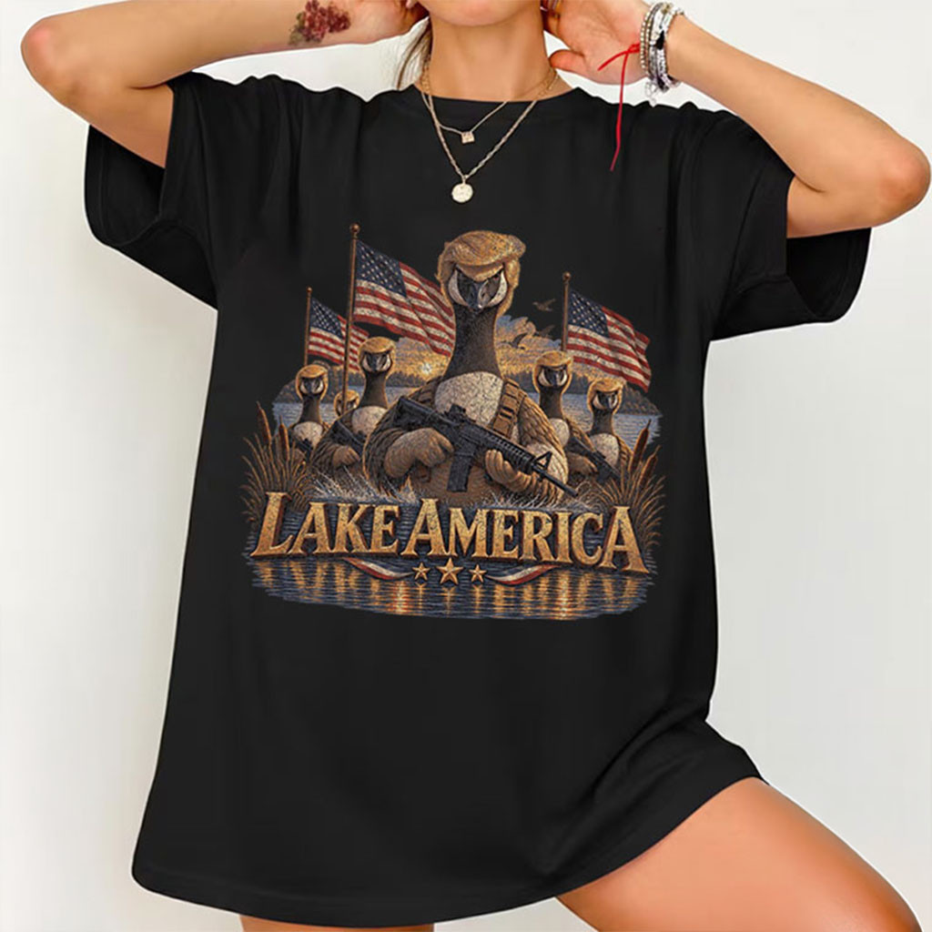 Lake America Donald Ducks Funny Political Satire Armed Goose Meme T-Shirt Anti Trump Merch