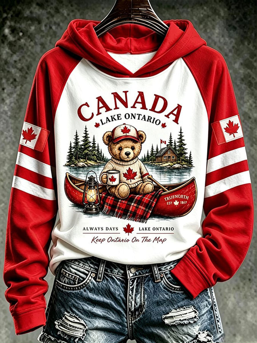 Lake Ontario Always And Forever Hoodie Teddy Bear Canoe Maple Leaf Lake Life Hoodie Fan Gifts