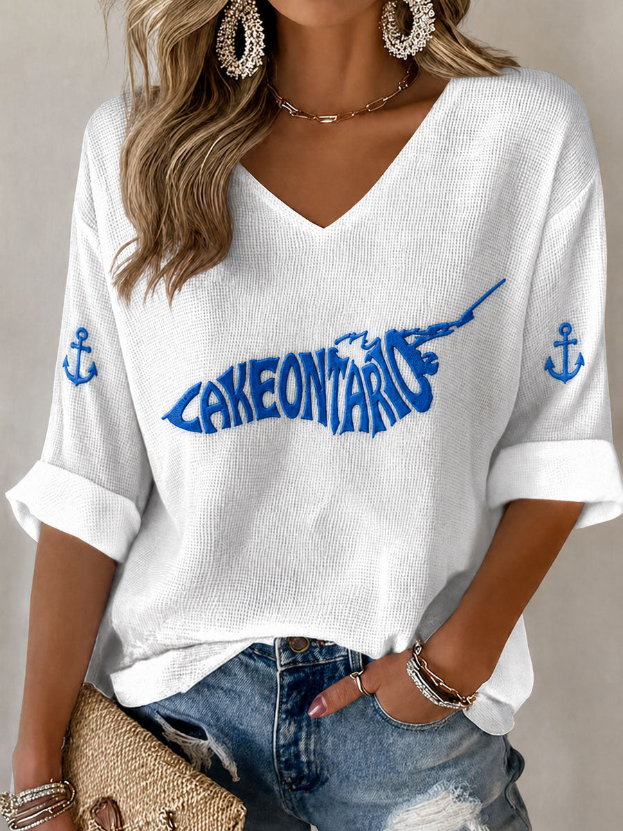 Lake Ontario Always And Forever Long Sleeve V-Neck T-Shirt Lake Life Shirt Gifts For Friends