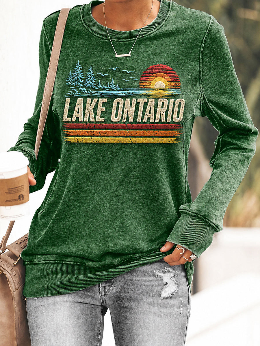 Lake Ontario Always And Forever Sweatshirt Great Lakes Crewneck Vacation Gifts