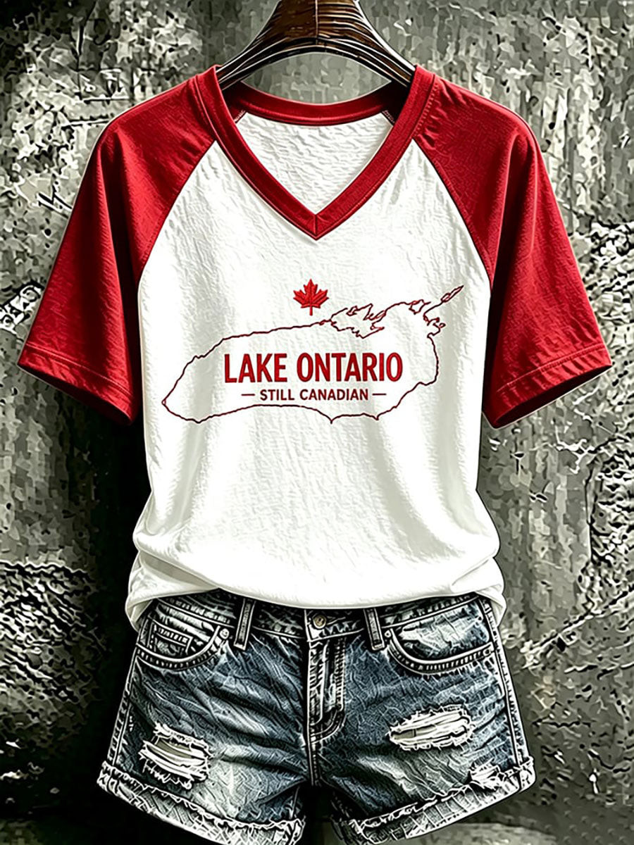 Lake Ontario Always And Forever V-Neck T-Shirt Canada Lake Life Shirt Vacation Gifts For Women