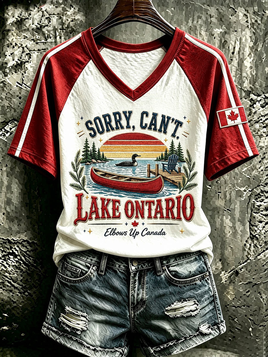 Lake Ontario Always And Forever V-Neck T-Shirt Canada Sorry Can't I Lake Ontario Shirt Lake Ontario Always And Forever V-Neck T-Shirt Canada Sorry Can't I Lake Ontario Shirt