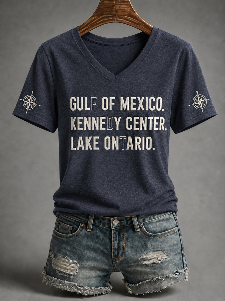 Lake Ontario Always And Forever V-Neck T-Shirt Gulf Of Mexixo Kennedy Center Lake Ontario Tee