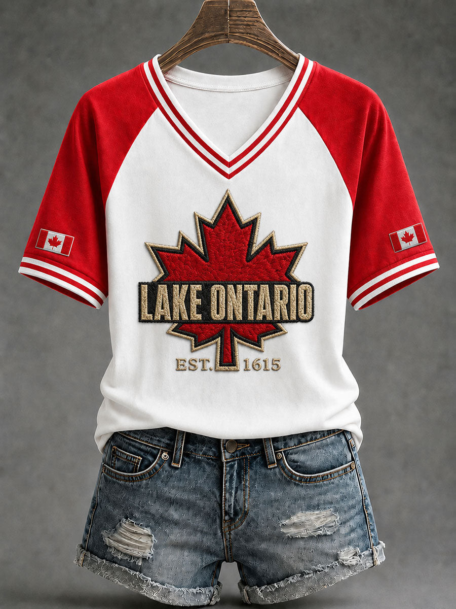 Lake Ontario Always And Forever V-Neck T-Shirt Ontario Great Lakes Nature Gifts For Lake Lovers