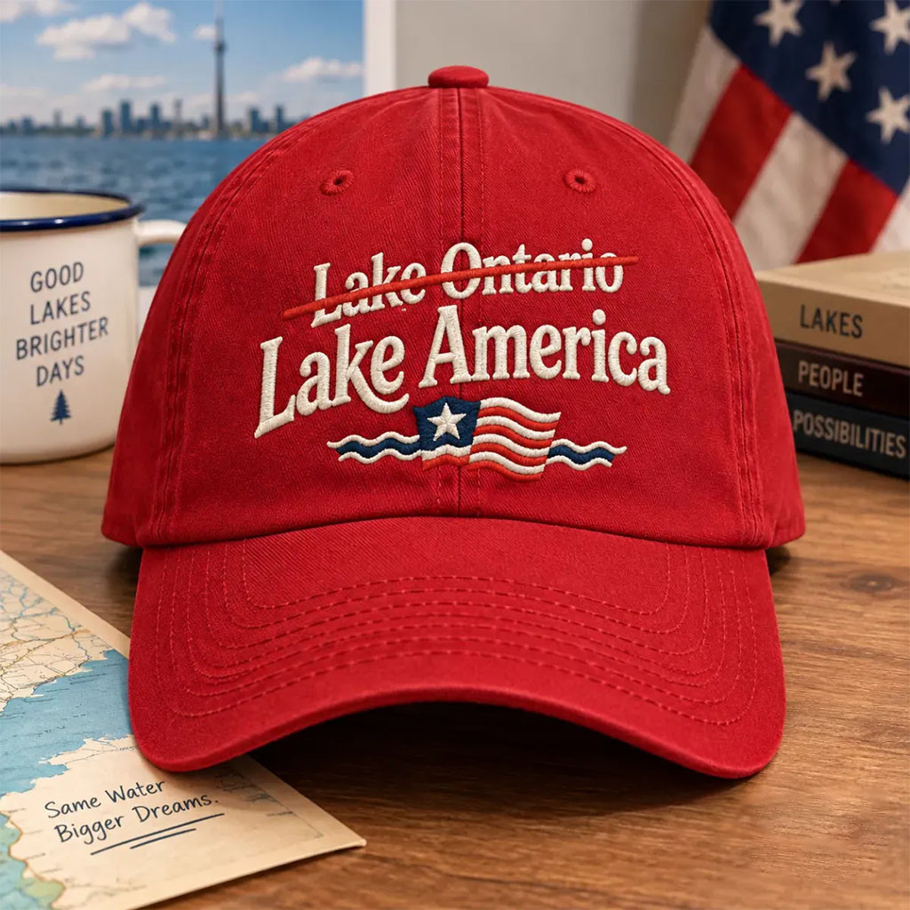Lake Ontario Lake America Embroidered Red Hat Trump Cap Patriotic Gifts Ideas