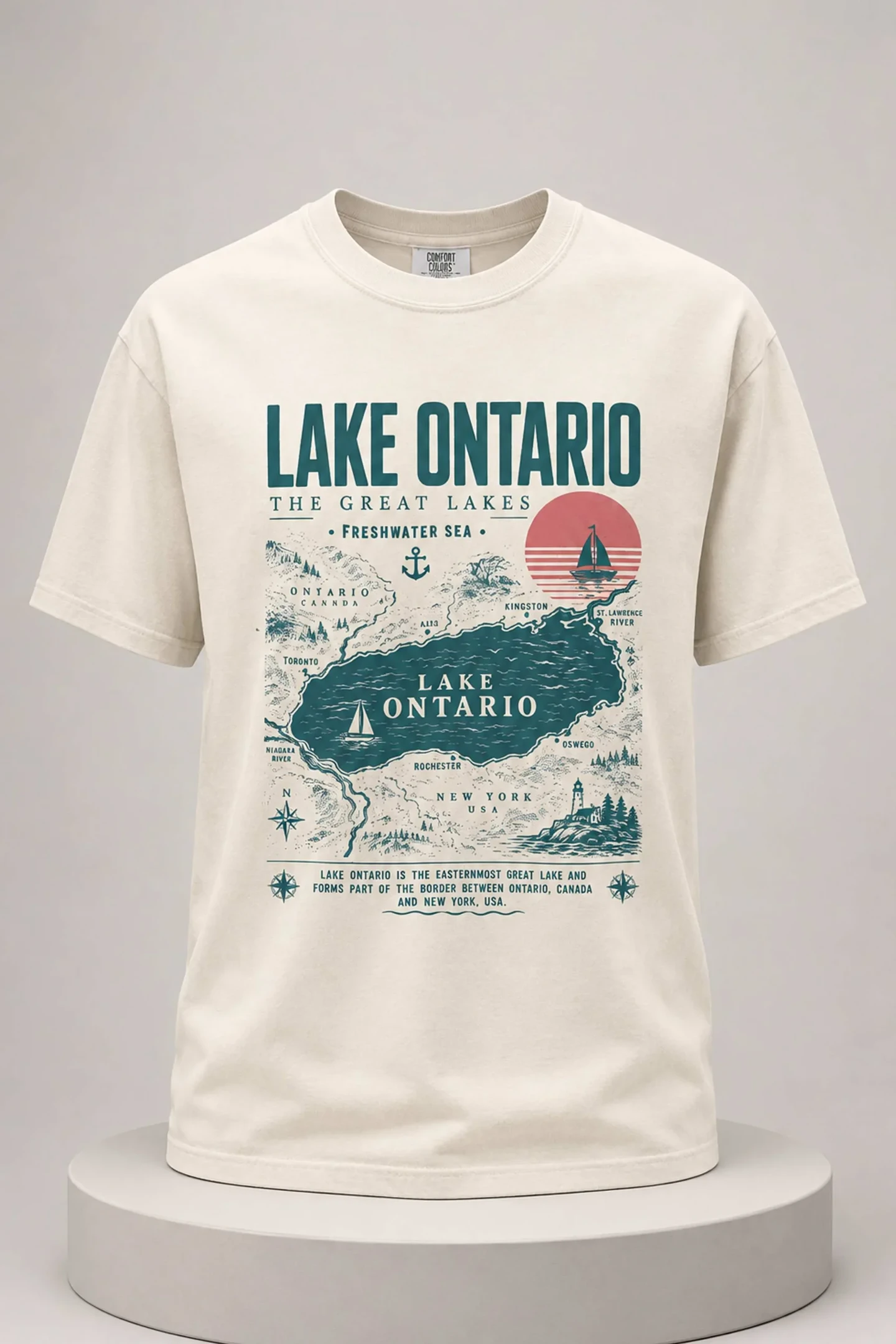 Lake Ontario Vintage Map And Great Lakes Shirt