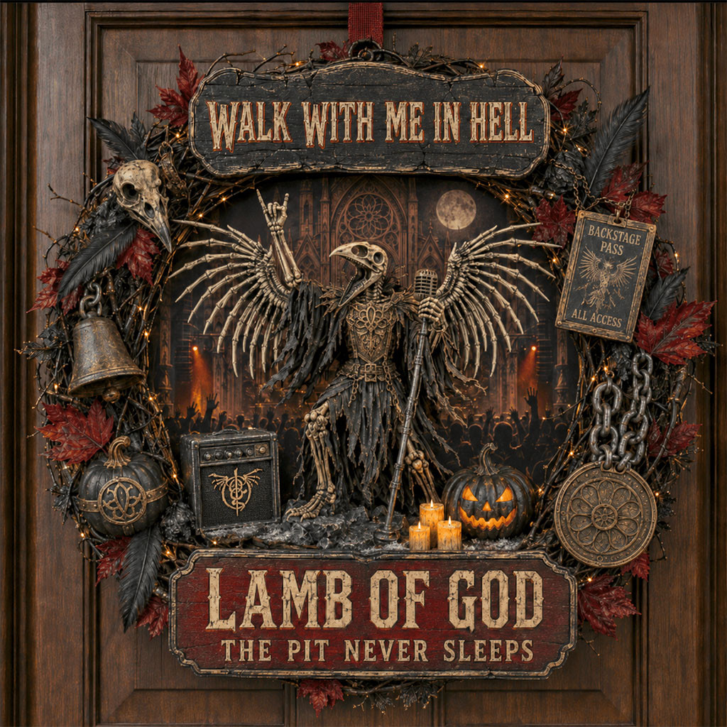 Lamb Of God The Pit Never Sleeps Door Sign Walk With Me In Hell Wreath Halloween Home Decor Lamb Of God The Pit Never Sleeps Door Sign Walk With Me In Hell Wreath Halloween Home Decor