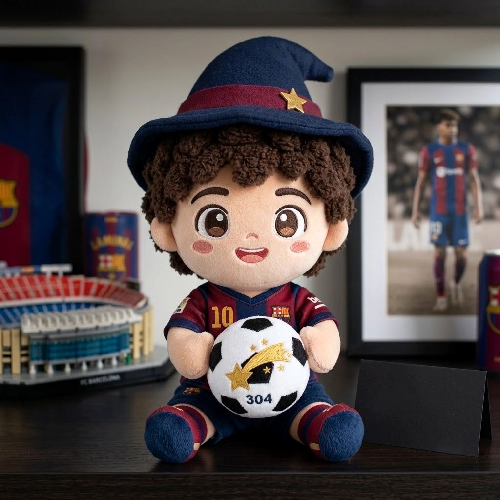 Lamine Yamal Barcelona Magic Wizard Halloween Plush Pillow FC Barcelona Merch Gifts For Fans