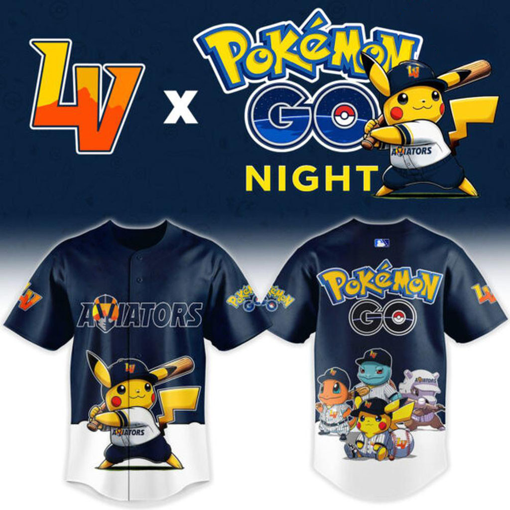 Las Vegas Aviators x Pokemon GO Night Baseball Jersey Aviators Merch Presents For Baseball Lovers