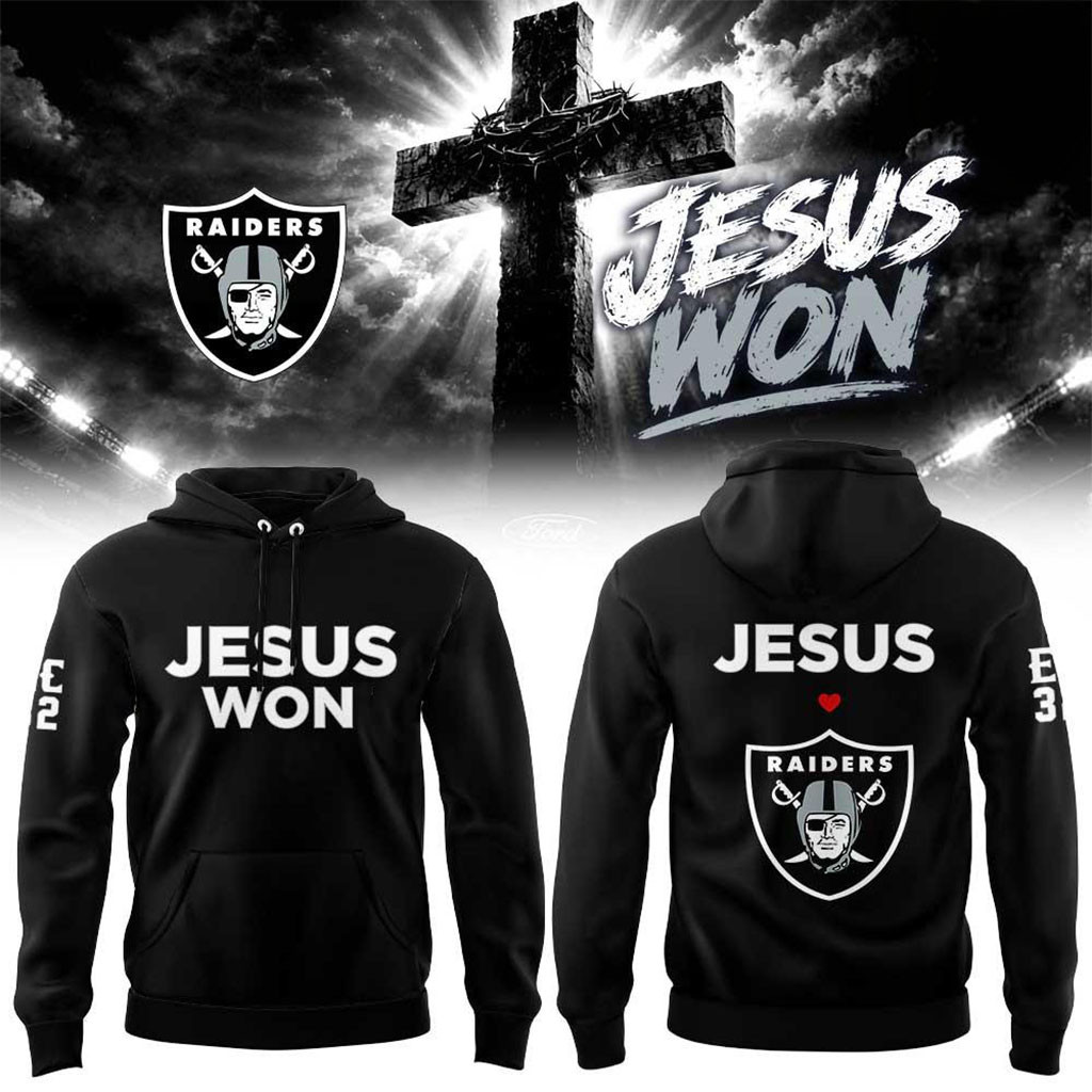 Las Vegas Raiders 2026 Jesus Won Hoodie LV Raiders Merch Gifts For Football Fan