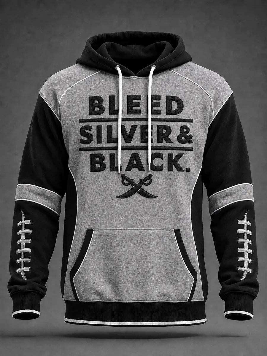 Las Vegas Raiders Merch Bleed Silver And Black Hoodie Las Vegas Football Fan Apparel