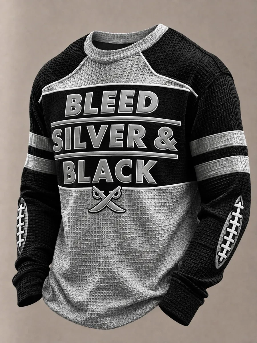 Las Vegas Raiders Merch Bleed Silver And Black Long Sleeve T-Shirt Las Vegas Football Fan Gear
