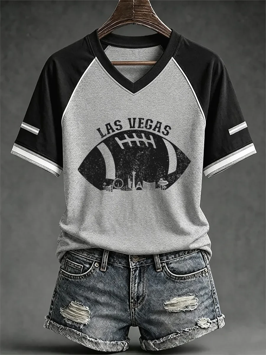 Las Vegas Raiders Merch Game Day Football V-Neck Shirt Las Vegas Raiders Fan Outfit