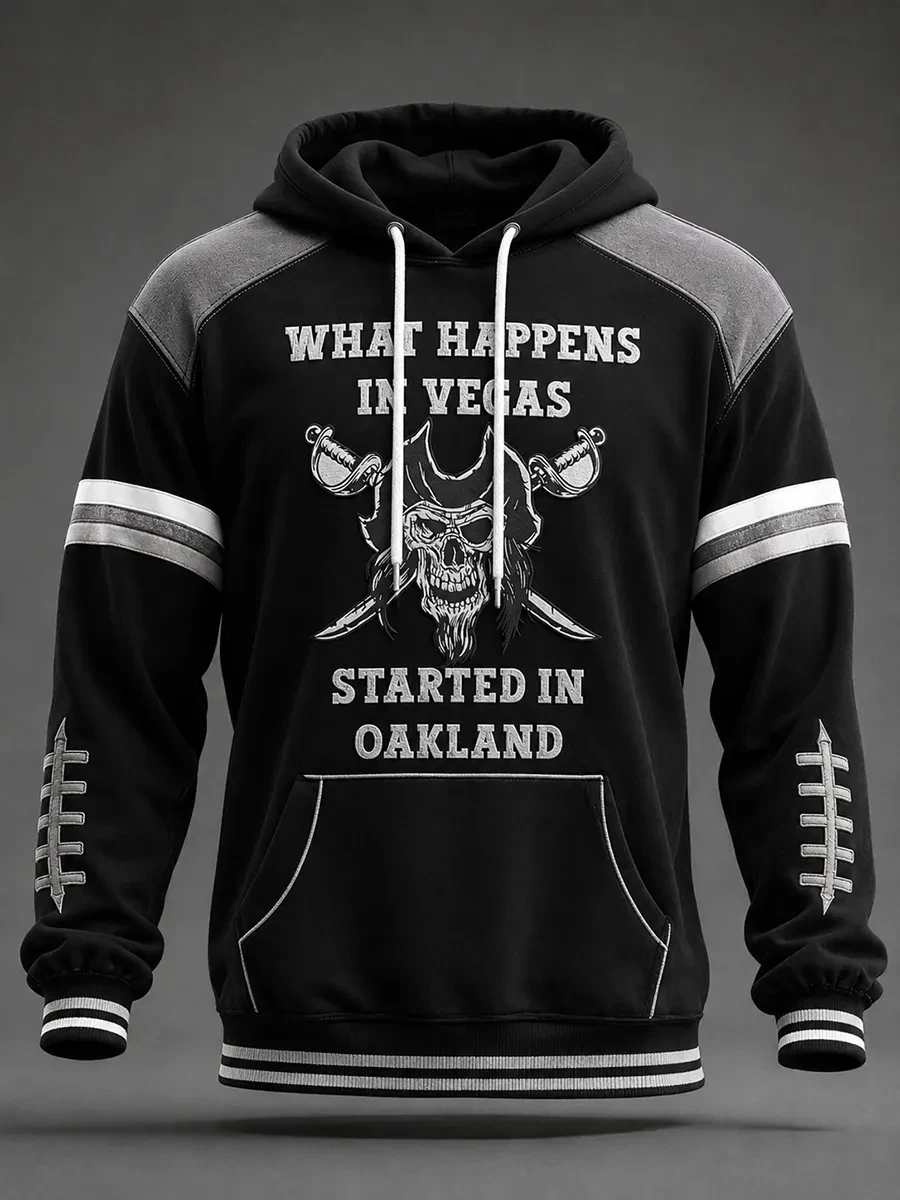 Las Vegas Raiders Merch What Happens In Vegas Started In Oakland Hoodie LV Football Fan Gifts