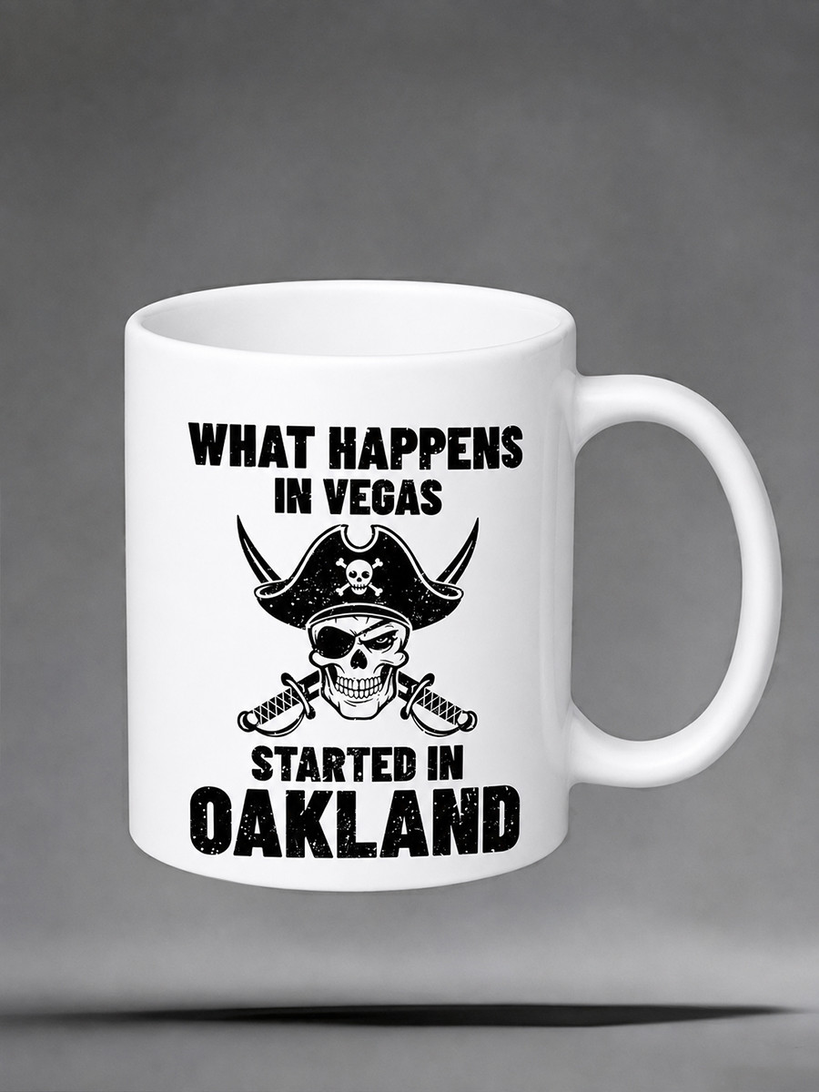 Las Vegas Raiders Merch What Happens In Vegas Started In Oakland Mug Las Vegas Football Fan Gifts
