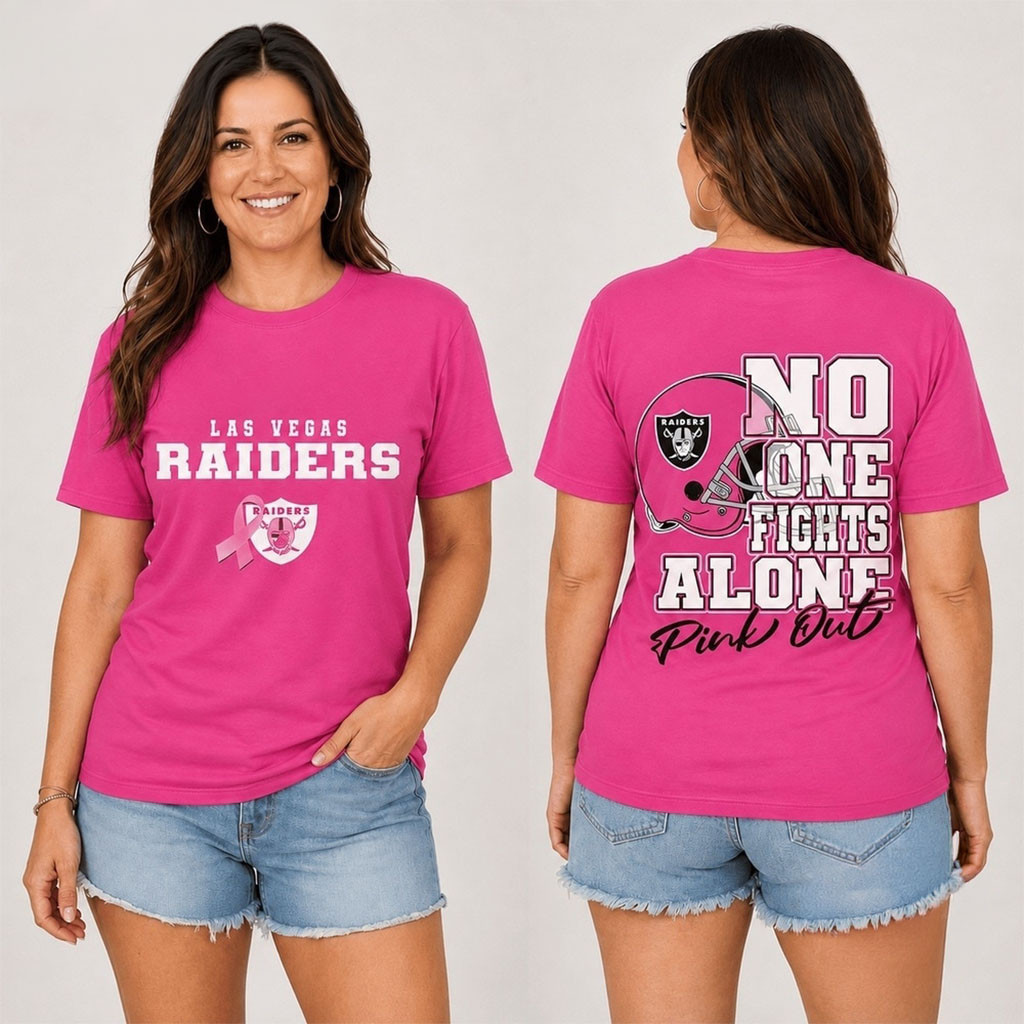 Las Vegas Raiders No One Fight Alone Pink Out T-Shirt Raiders Merch Gifts For Football Fan Las Vegas Raiders No One Fight Alone Pink Out T-Shirt Raiders Merch Gifts For Football Fan