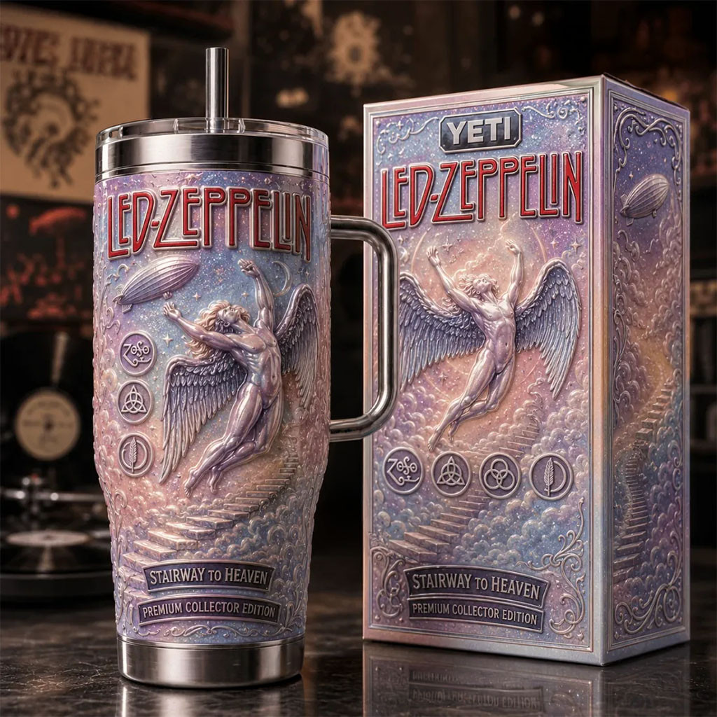 Led Zeppelin Stairway To Heaven Tumbler Led Zeppelin Merch Gifts For Rock Band Fans