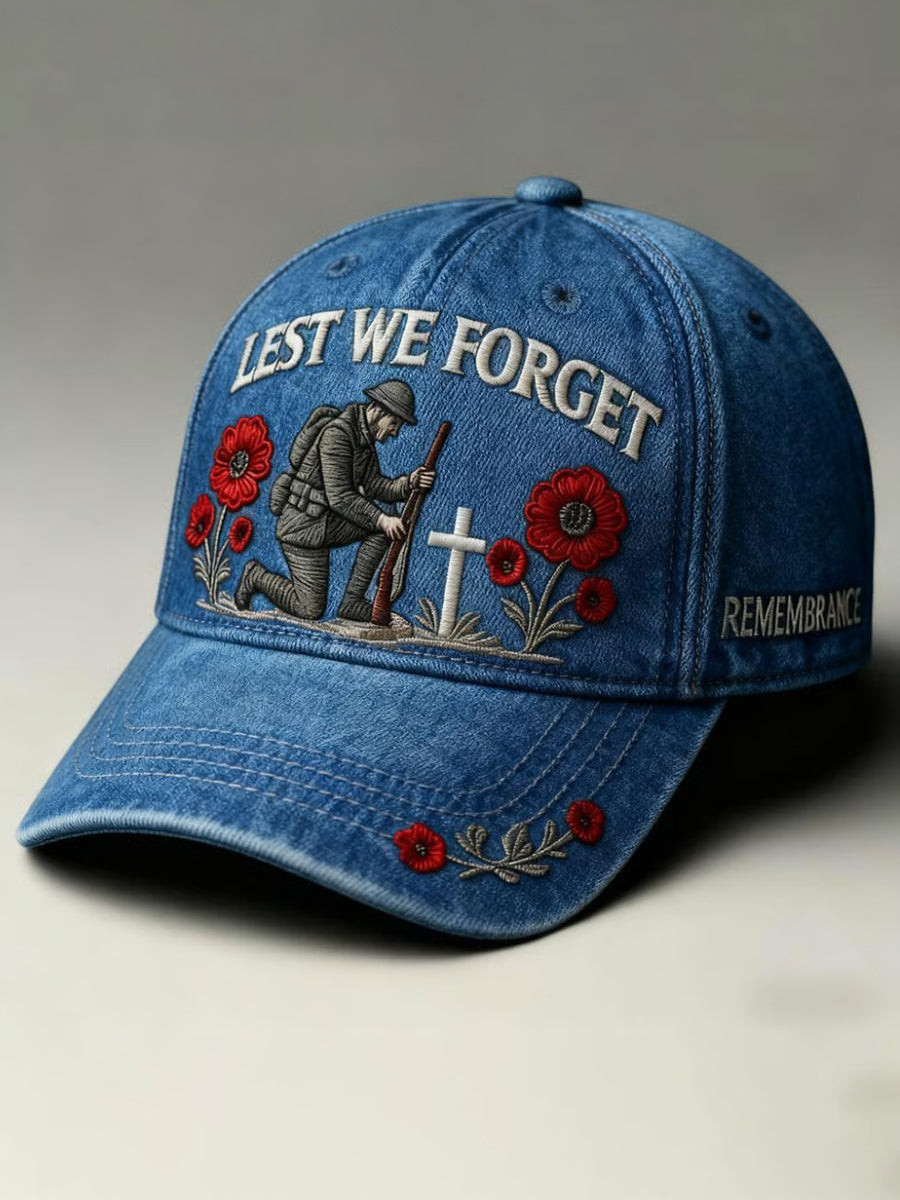 Lest We Forget Hat Poppy Flower Cap Remembrance Day Merch Gifts For Veteran