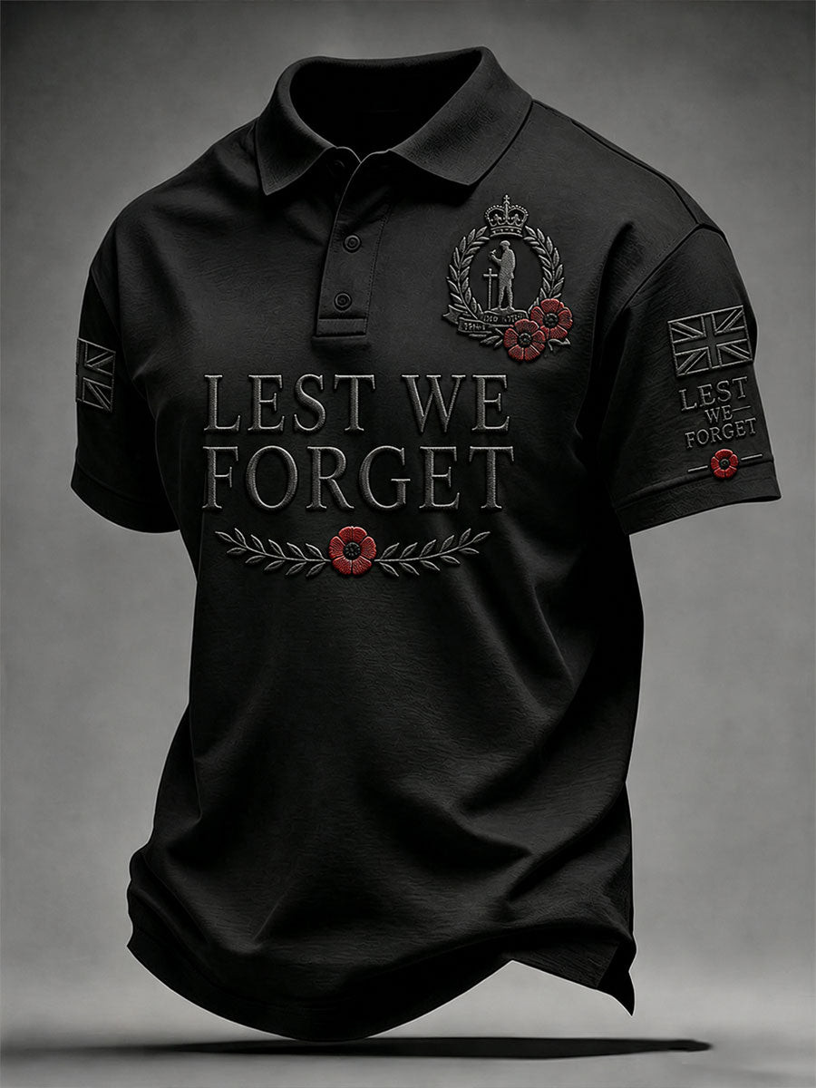 Lest We Forget Polo Shirt Poppy British Remembrance Day Clothing Gift Ideas For Veteran