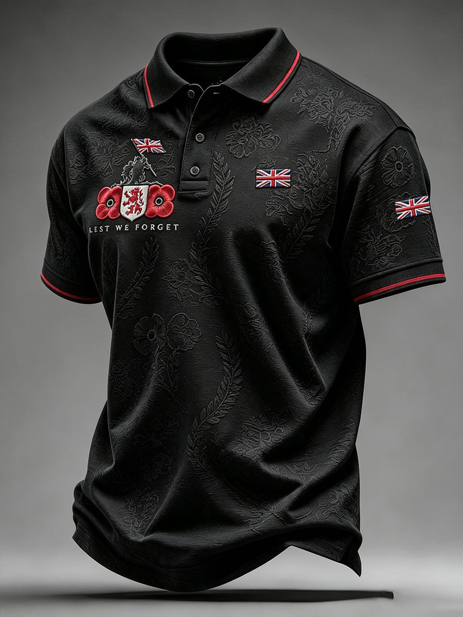 Lest We Forget Poppy Polo Shirt UK Remembrance Day Apparel Best Gift For Veteran