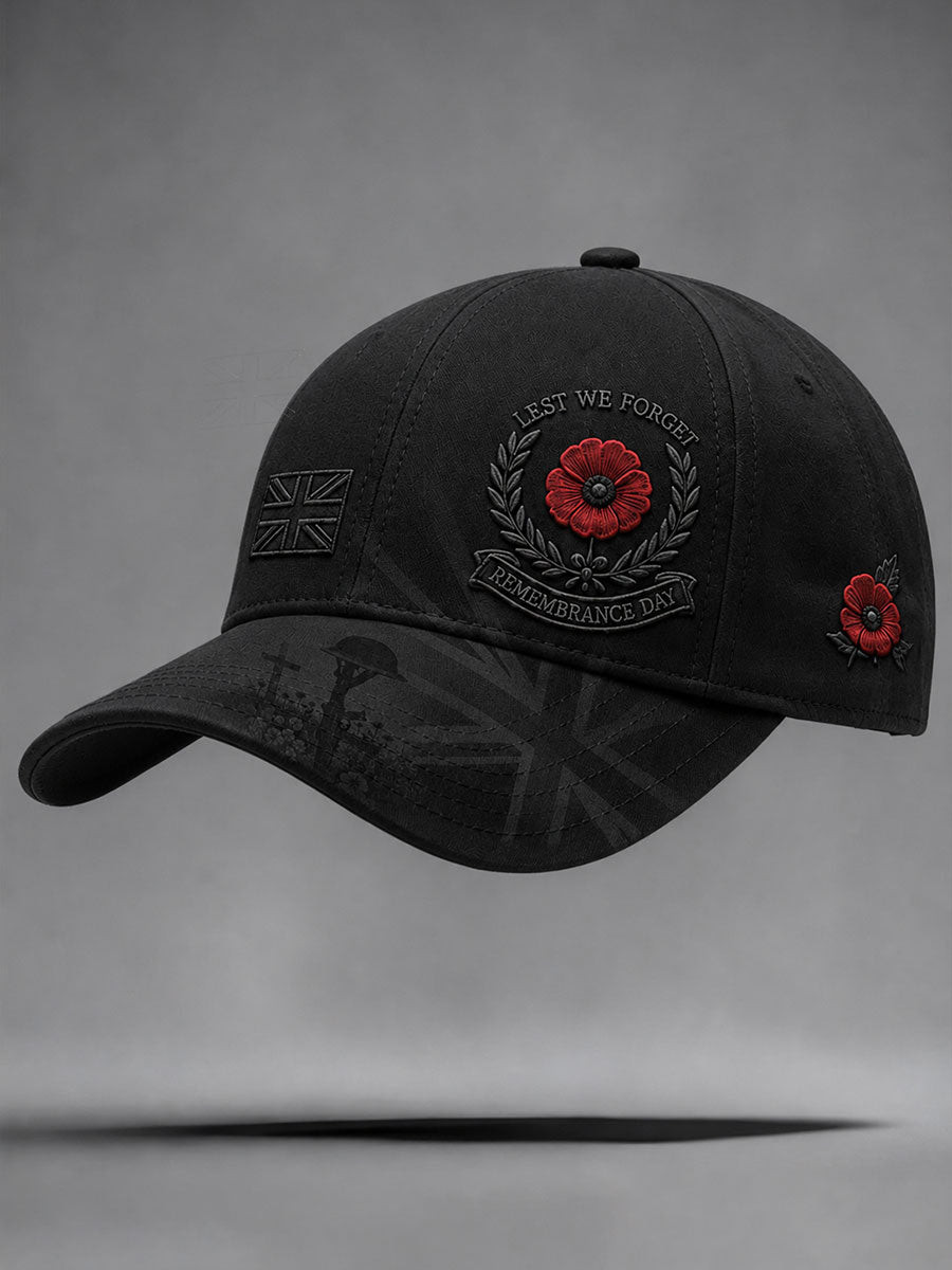 Lest We Forget Remembrance Day Hat Red Poppy Cap Gifts Ideas For UK Veteran
