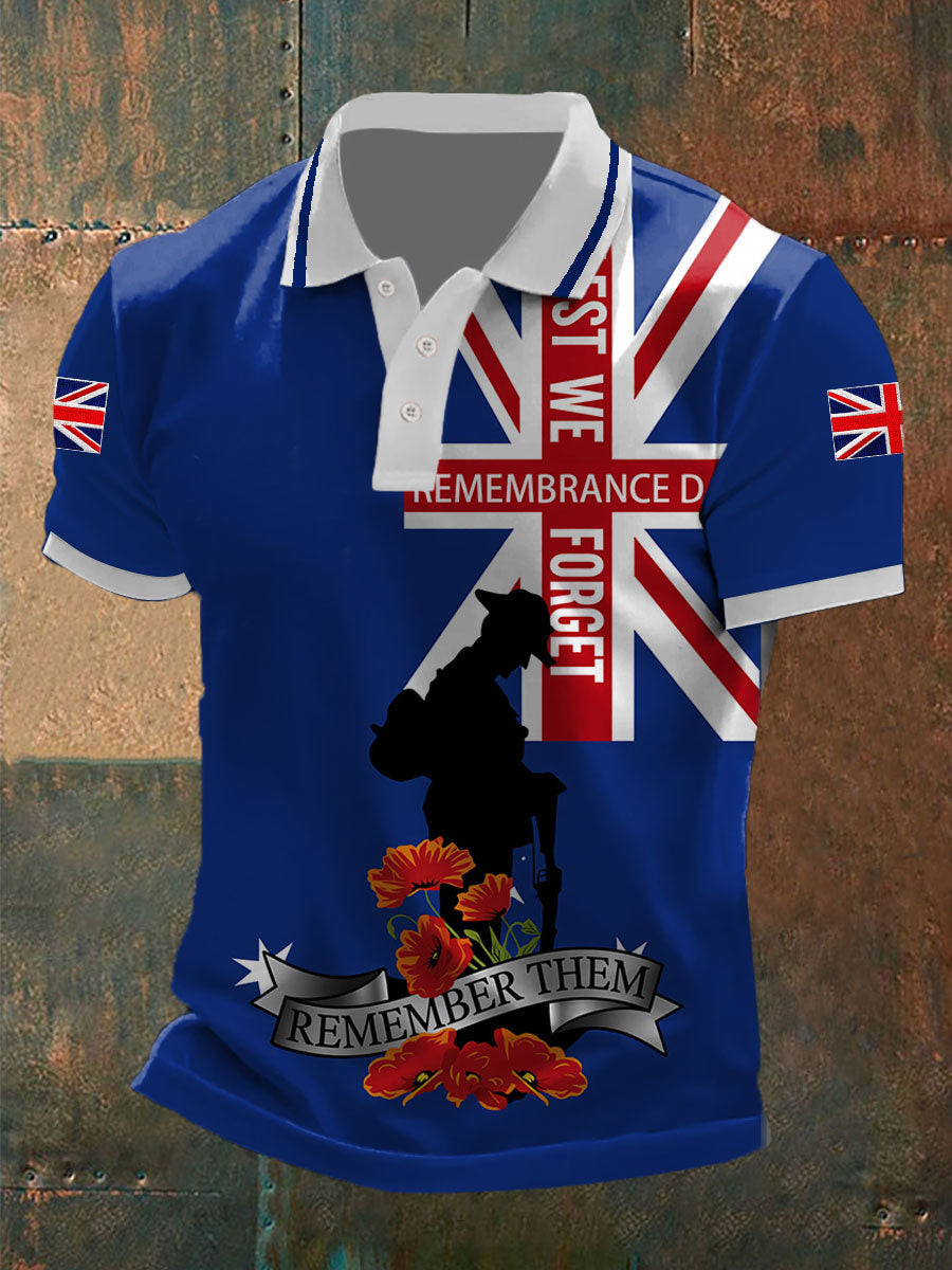 Lest We Forget Remembrance Day Polo Shirt Poppy Remember Them Polos Present For Veteran