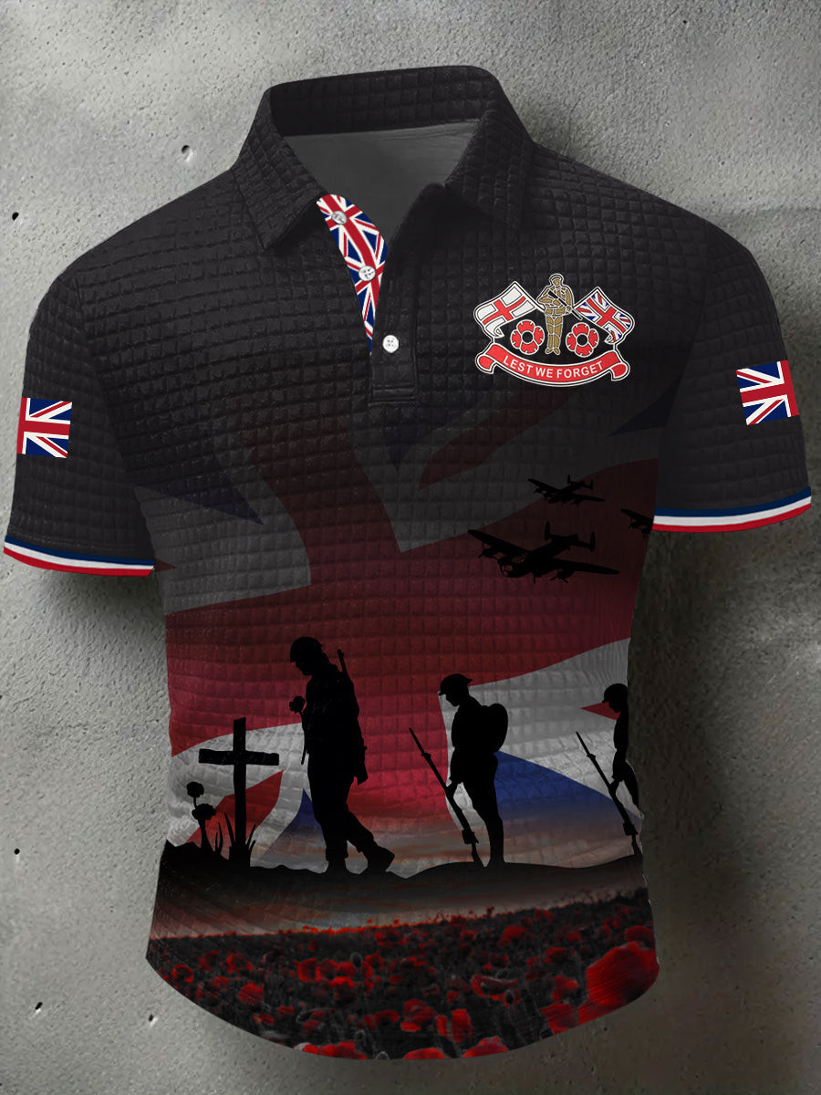 Lest We Forget Remembrance Day Polo Shirt UK Military Tribute Clothing Gift For Veteran