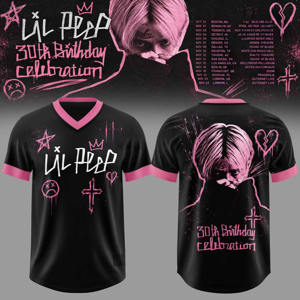 Lil Peep 30th Birthday Celebration 2026 Tour V-Neck Jersey Lil Peep Merch Gifts For Fans Lil Peep 30th Birthday Celebration 2026 Tour V-Neck Jersey Lil Peep Merch Gifts For Fans