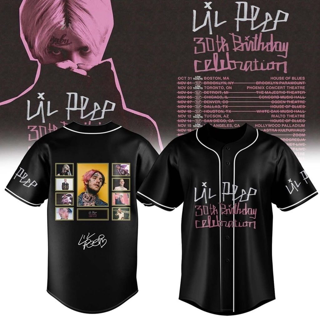 Lil Peep 30th Birthday Celebration Graphic Signature Baseball Jersey Lil Peep Merch Fan Gifts