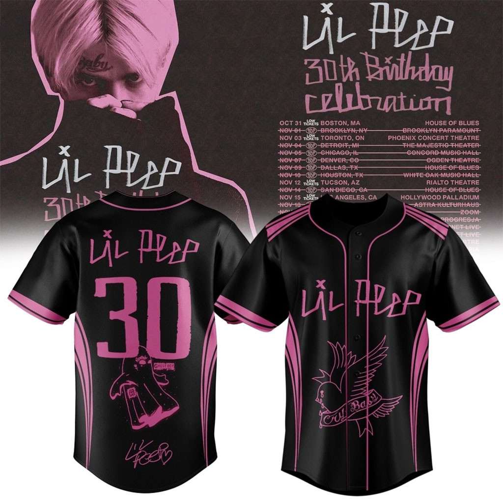 Lil Peep 30th Birthday Celebration Signature Black Baseball Jersey Lil Peep Merch Gifts For Fan