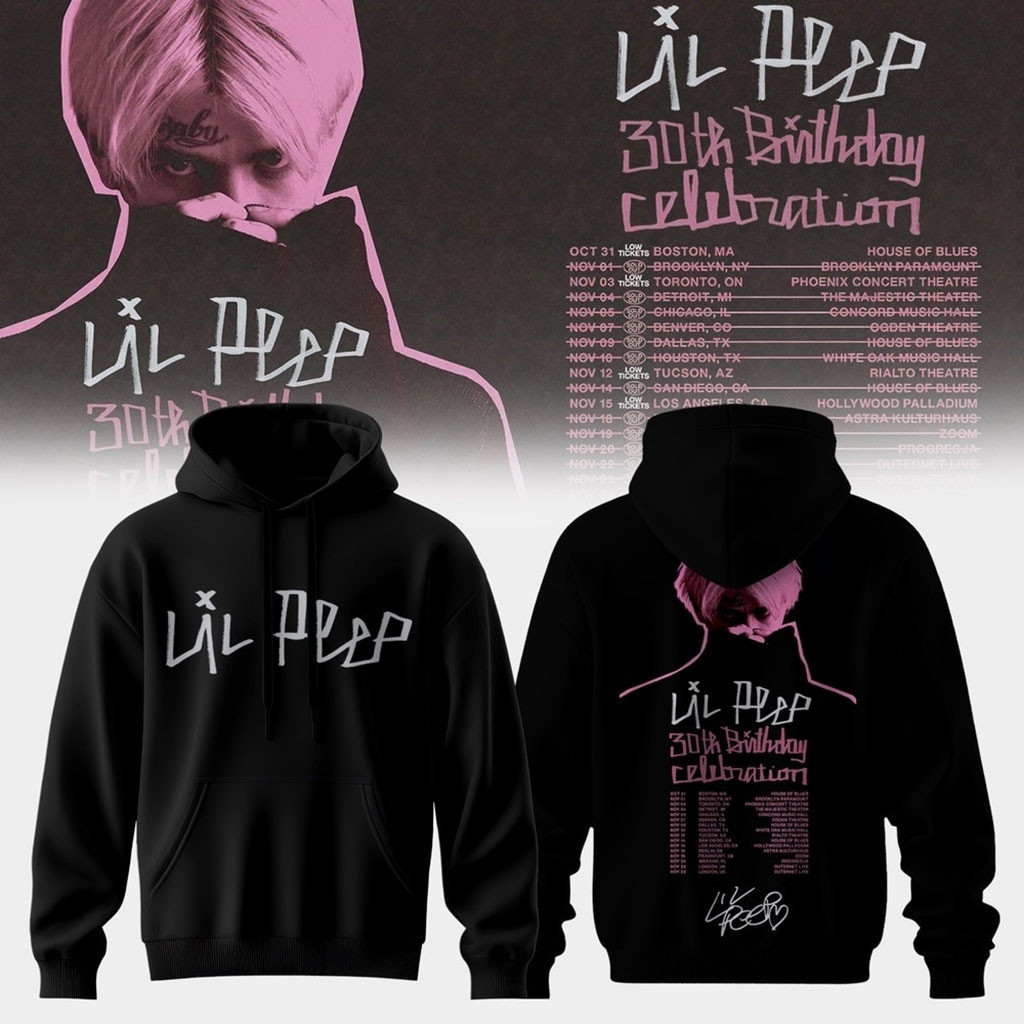 Lil Peep 30th Birthday Celebration Signature Black Hoodie Lil Peep Merch Gifts For Fans