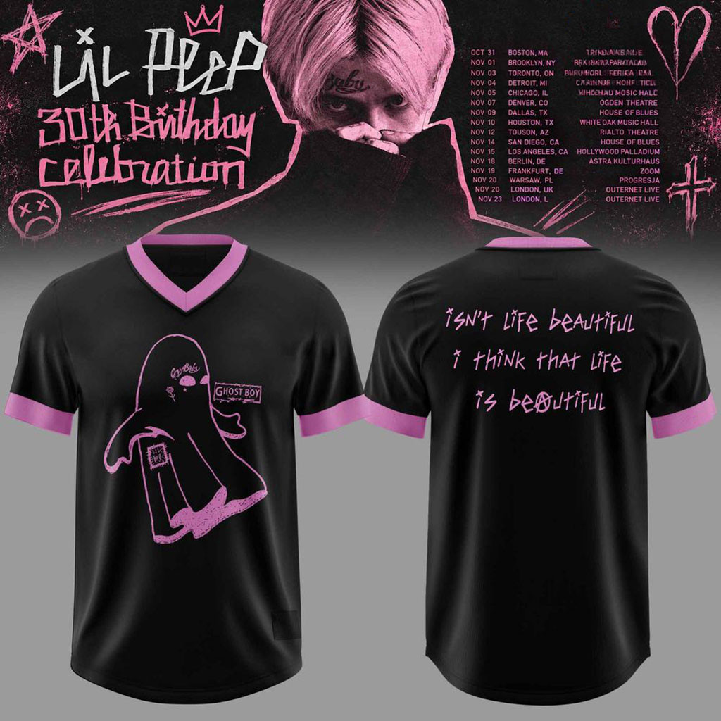 Lil Peep Merch 30th Birthday Celebration 2026 Tour Ghost Boy V-Neck Jersey Rapper Fan Gifts