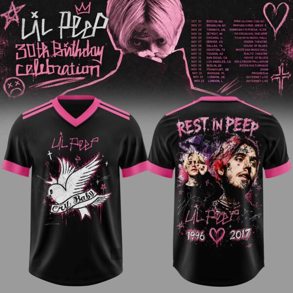Lil Peep Merch 30th Birthday Celebration 2026 Tour V-Neck Jersey Gifts For Rapper Fans