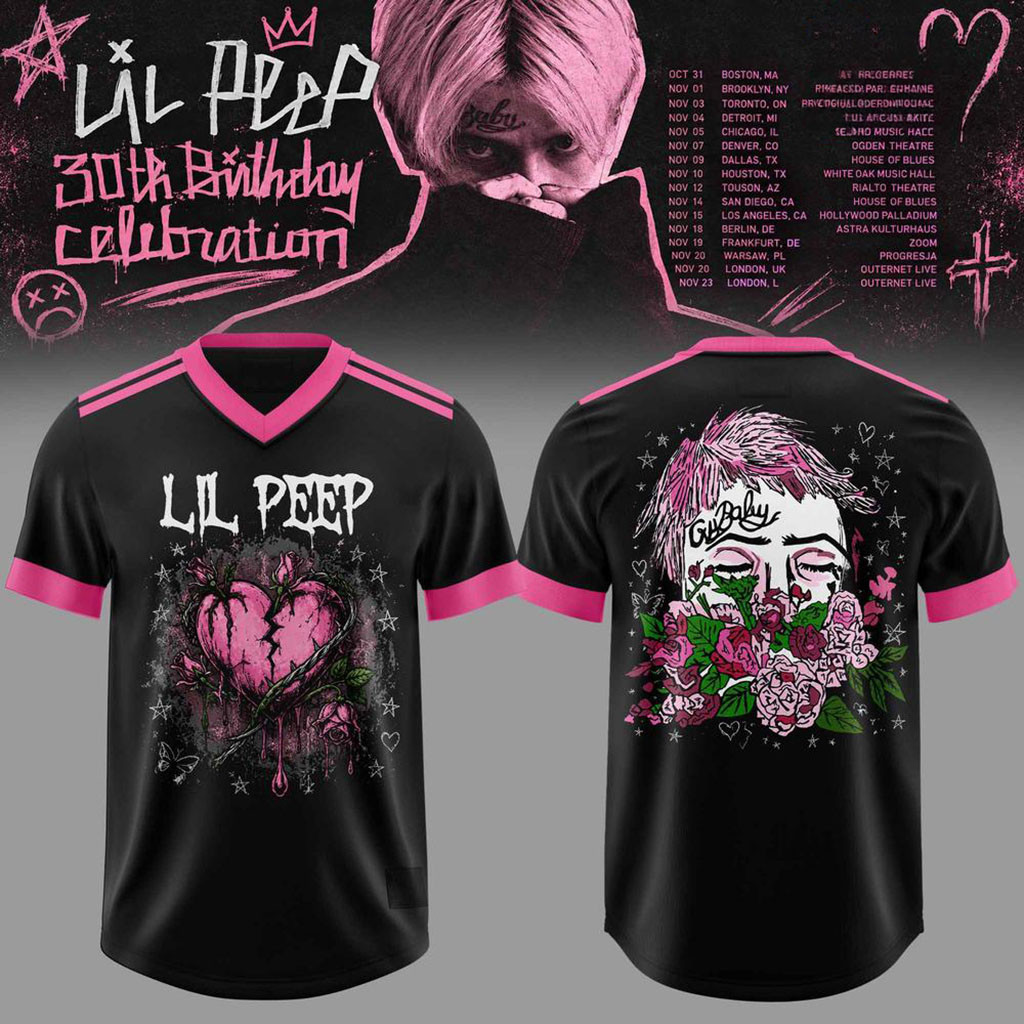 Lil Peep Merch 30th Birthday Celebration 2026 Tour V-Neck Jersey Rapper Fans Gifts