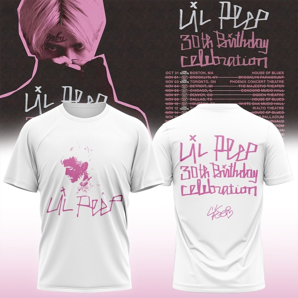 Lil Peep Merch 30th Birthday Celebration Signature White T-Shirt Gifts For Music Lovers Lil Peep Merch 30th Birthday Celebration Signature White T-Shirt Gifts For Music Lovers