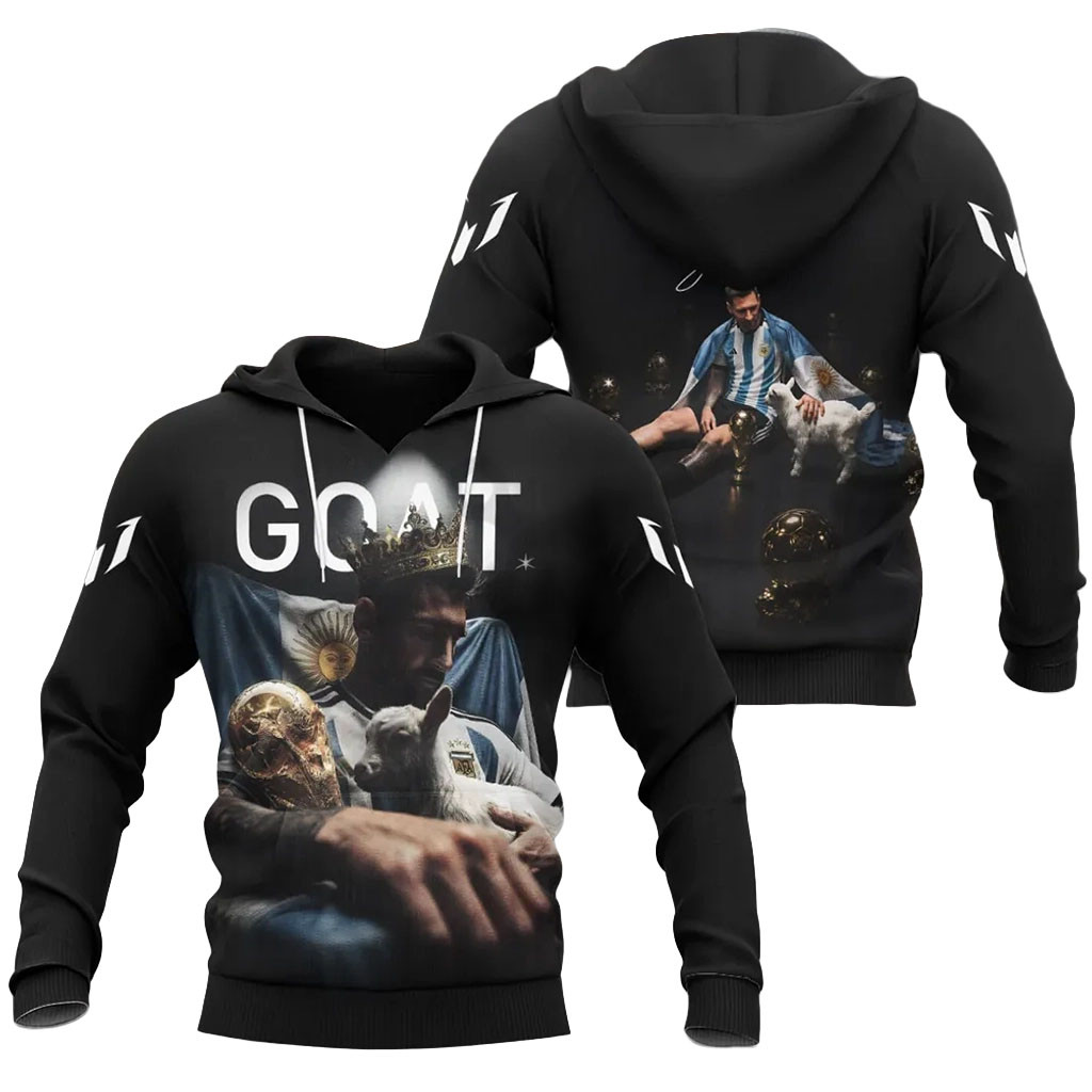 Lionel Messi Argentina National Football Team GOAT Black Hoodie Lionel Messi Merch Fan Gifts