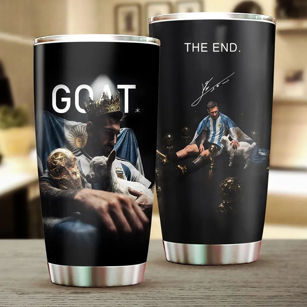 Lionel Messi World Cup Champion Tumbler GOAT The End Travel Cup Lionel Messi Merch Fan Gifts