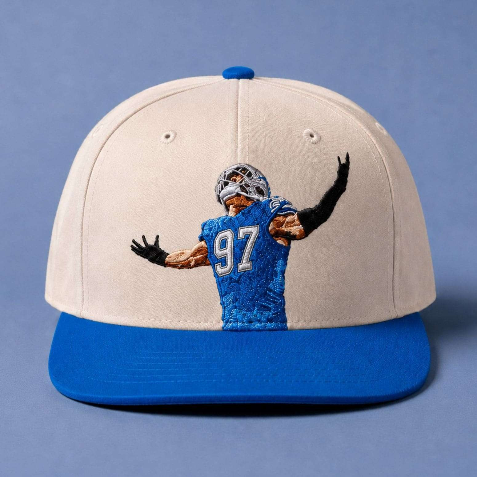 Lions Aidan Hutchinson Doing His Celebration Snapback Hat Embroidered Detroit Lions Merch