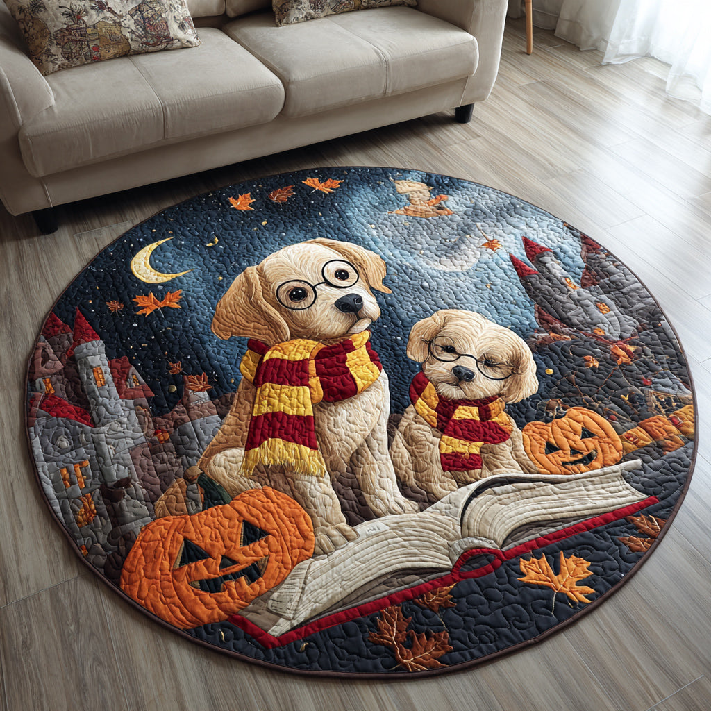 Literary Labrador Retriever Quilted Round Mat Cute Halloween Indoor Decor Best House Warming Gift