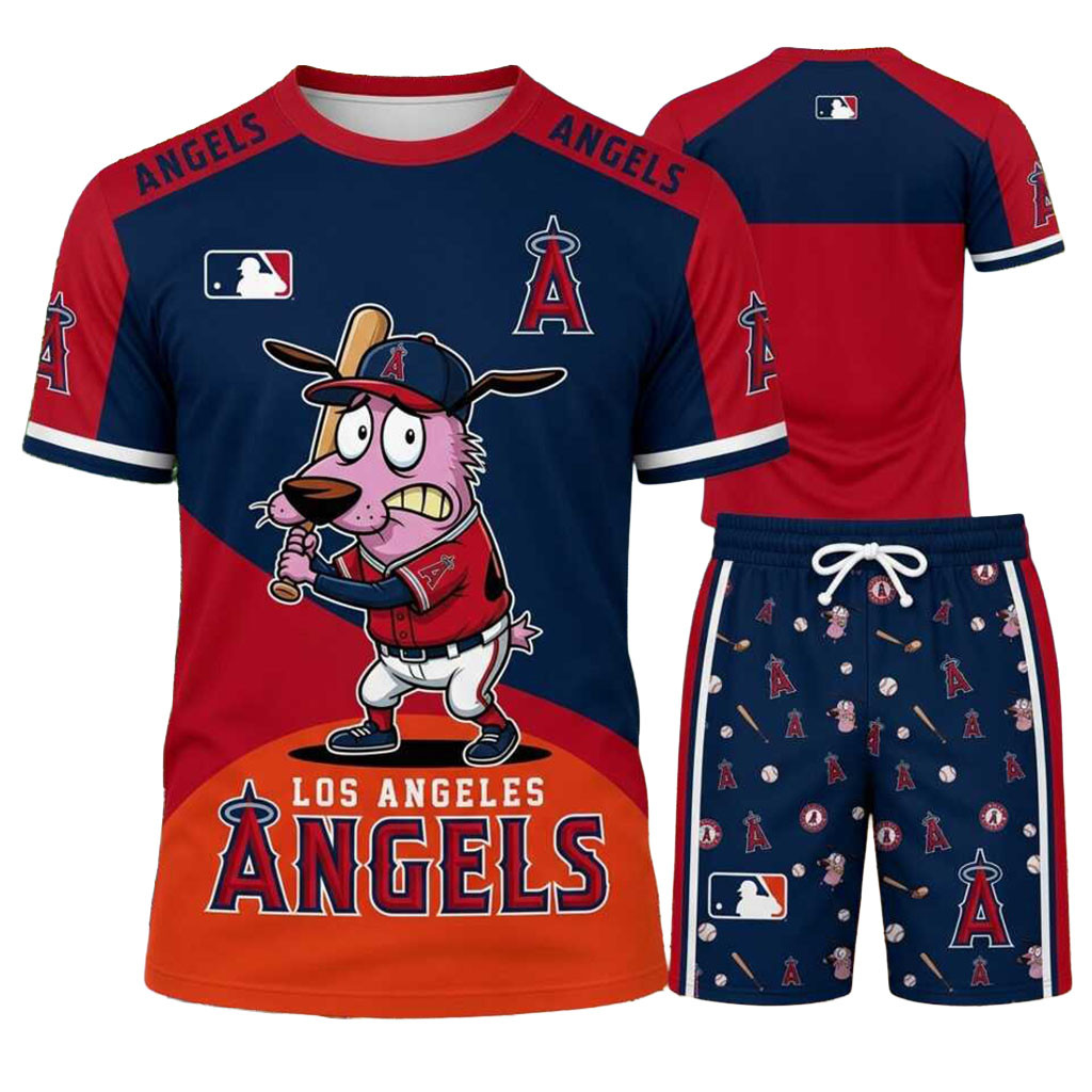Los Angeles Angels Courage The Cowardly Dog Shirt And Shorts Set LA Angels Merch Fan Present