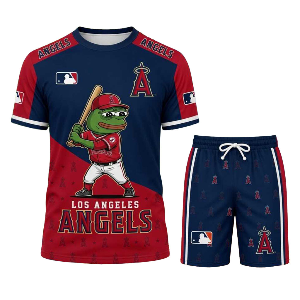 Los Angeles Angels Pepe The Frog Shirt And Shorts Set LA Angels Merch Gift For Baseball Lovers Los Angeles Angels Pepe The Frog Shirt And Shorts Set LA Angels Merch Gift For Baseball Lovers