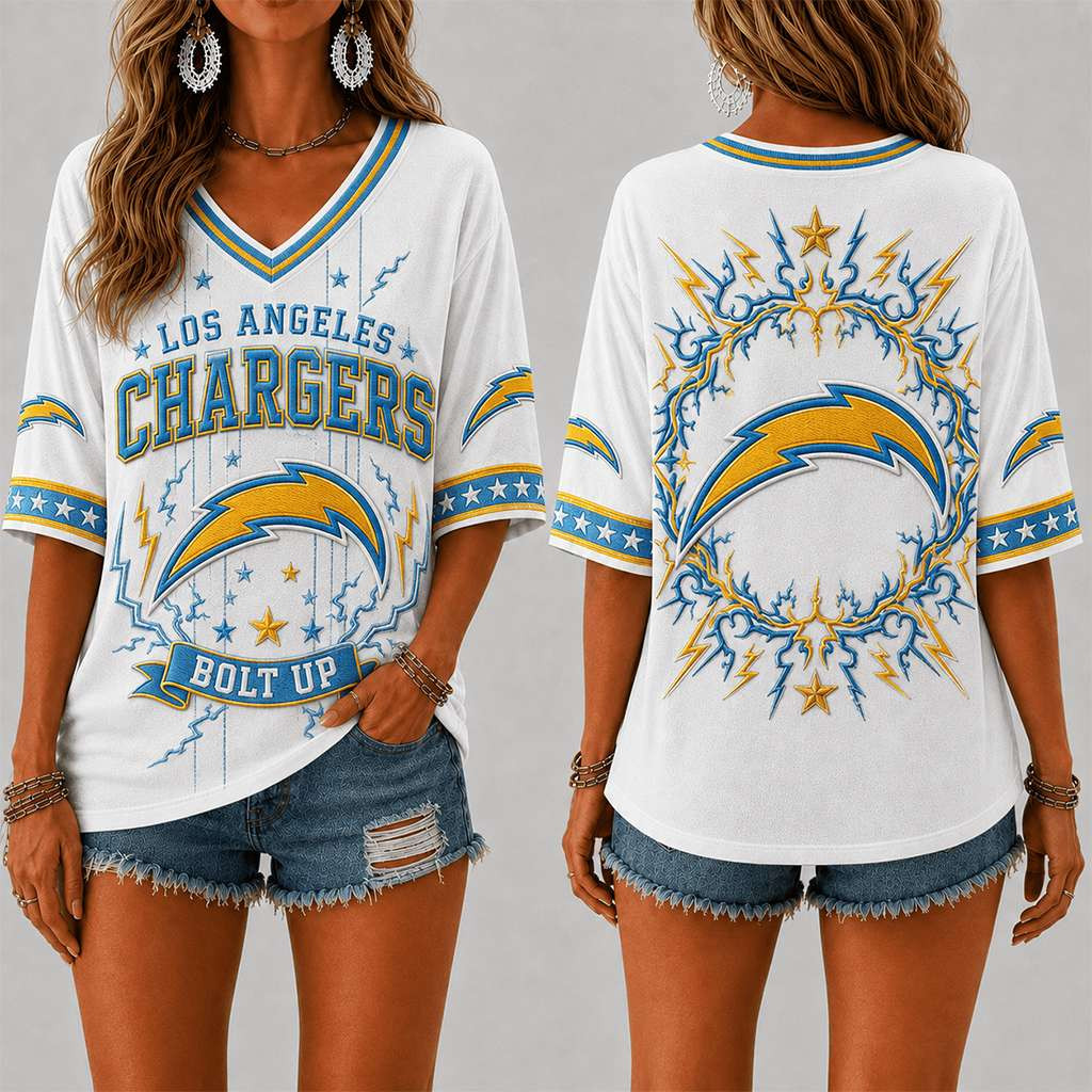 Los Angeles Chargers Bolt Up V-Neck Shirt LA Chargers Merch Gifts For American Football Fans