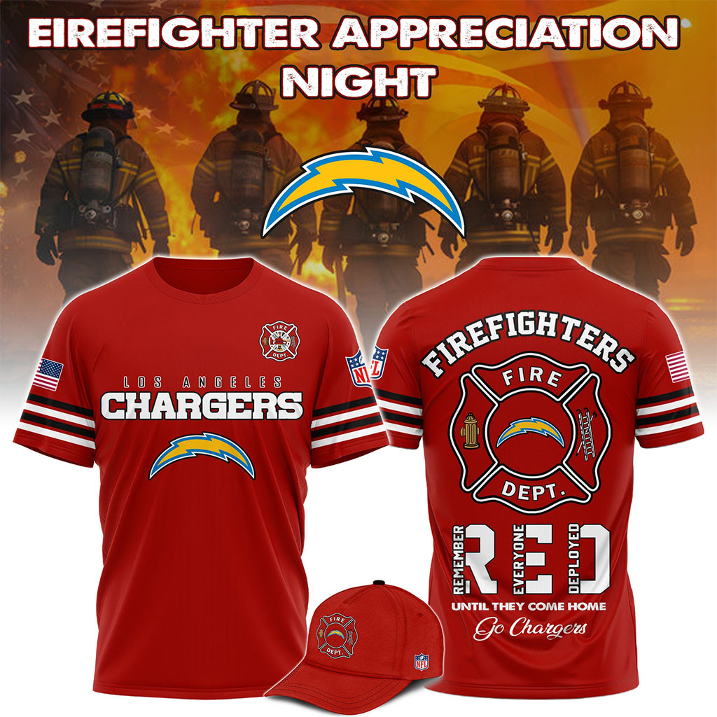 Los Angeles Chargers Firefighter Appreciation Night 2026 T-Shirt LA Chargers Merch Fan Present Los Angeles Chargers Firefighter Appreciation Night 2026 T-Shirt LA Chargers Merch Fan Present