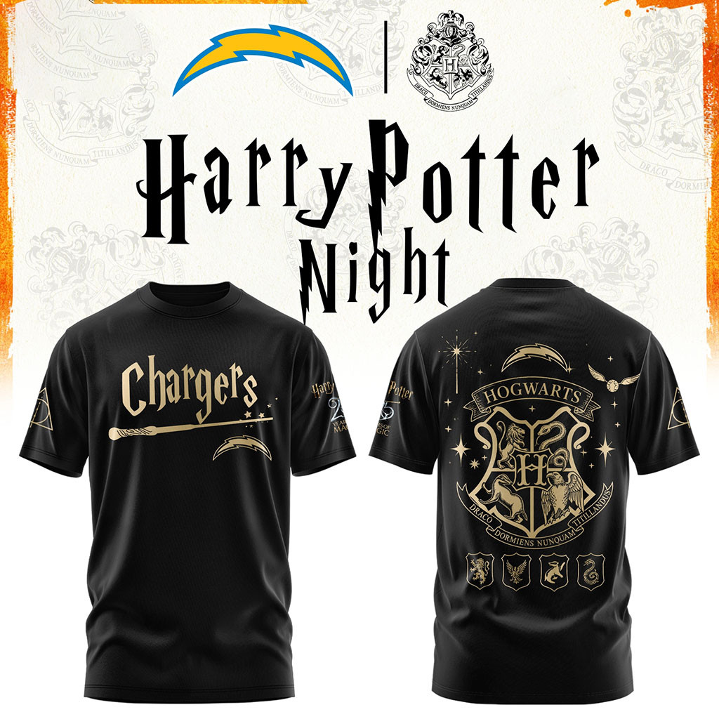 Los Angeles Chargers Football Harry Potter 25th Anniversary T-Shirt 2026 LA Chargers Merch Los Angeles Chargers Football Harry Potter 25th Anniversary T-Shirt 2026 LA Chargers Merch
