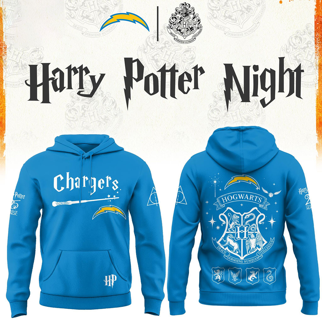 Los Angeles Chargers Harry Potter 25th Anniversary Hoodie LA Chargers Merch Football Lover Gift Los Angeles Chargers Harry Potter 25th Anniversary Hoodie LA Chargers Merch Football Lover Gift