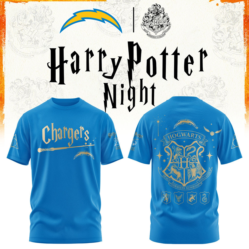 Los Angeles Chargers Harry Potter 25th Anniversary T-Shirt 2026 LA Chargers Merch Gift For Fans Los Angeles Chargers Harry Potter 25th Anniversary T-Shirt 2026 LA Chargers Merch Gift For Fans